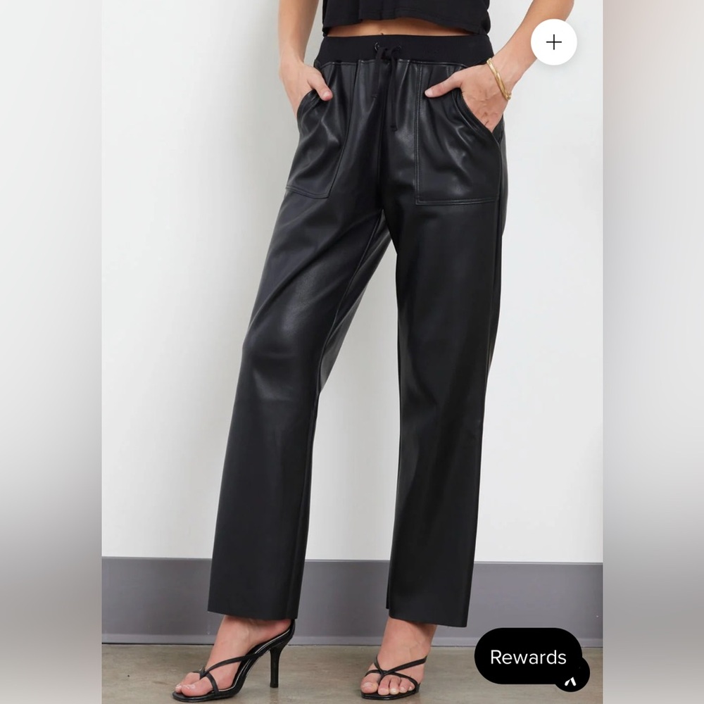 LA made faux leathered crop drawstring pant
